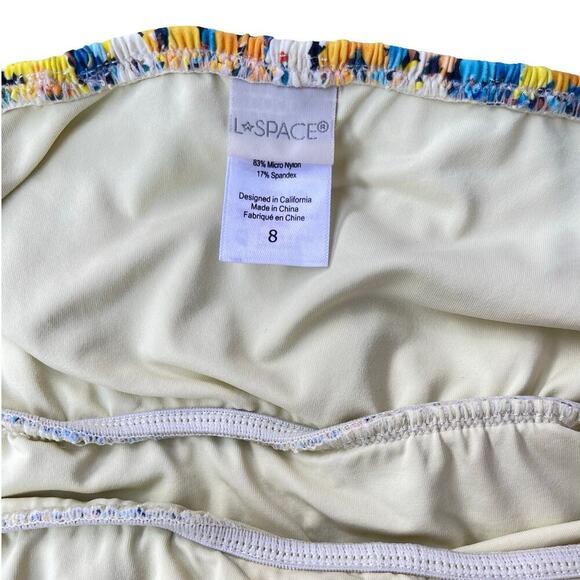 L*Space Marilyn One-Piece Swimsuit Daisy Diamond Puff Sleeves Smocked - Size 8 - Picture 7 of 16